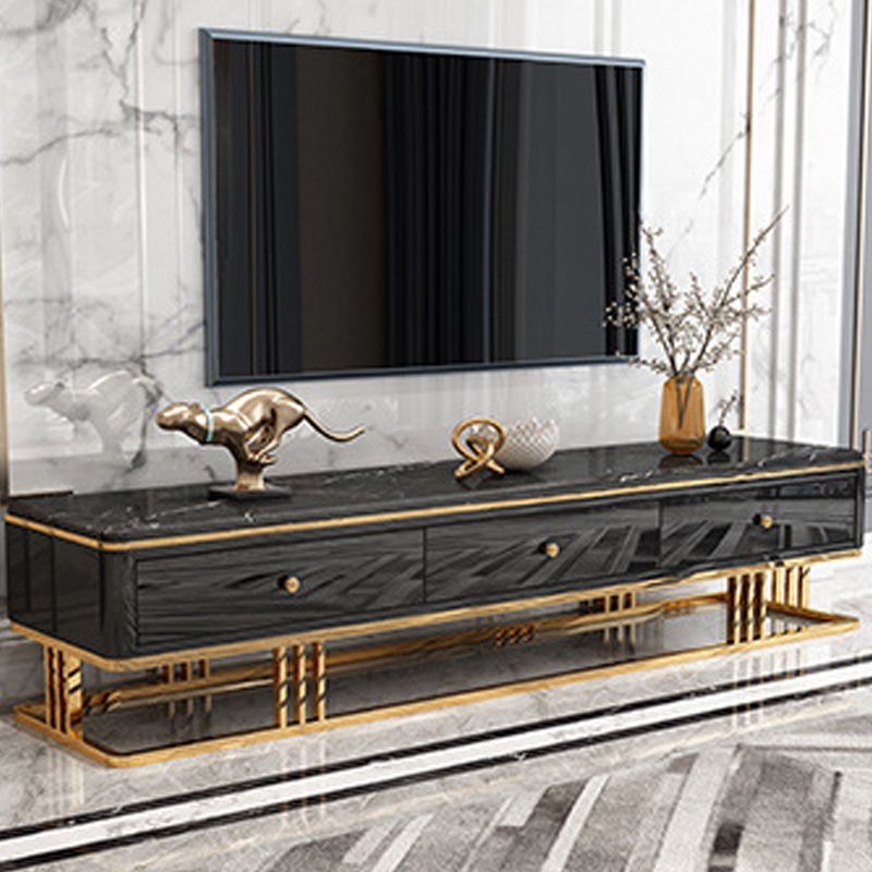 Glam Marble TV Stand Enclosed Storage TV Media Stand for Living Room