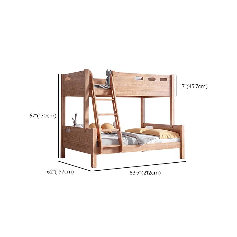 Solid Wood Bunk Bed Frame in Natural with Bookcase and 2 - Drawer