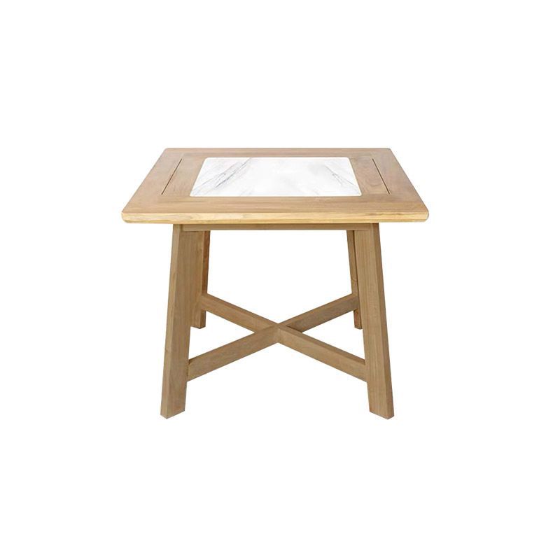 Modern Geometric Courtyard Table Solid Wood Frame Outdoor Table