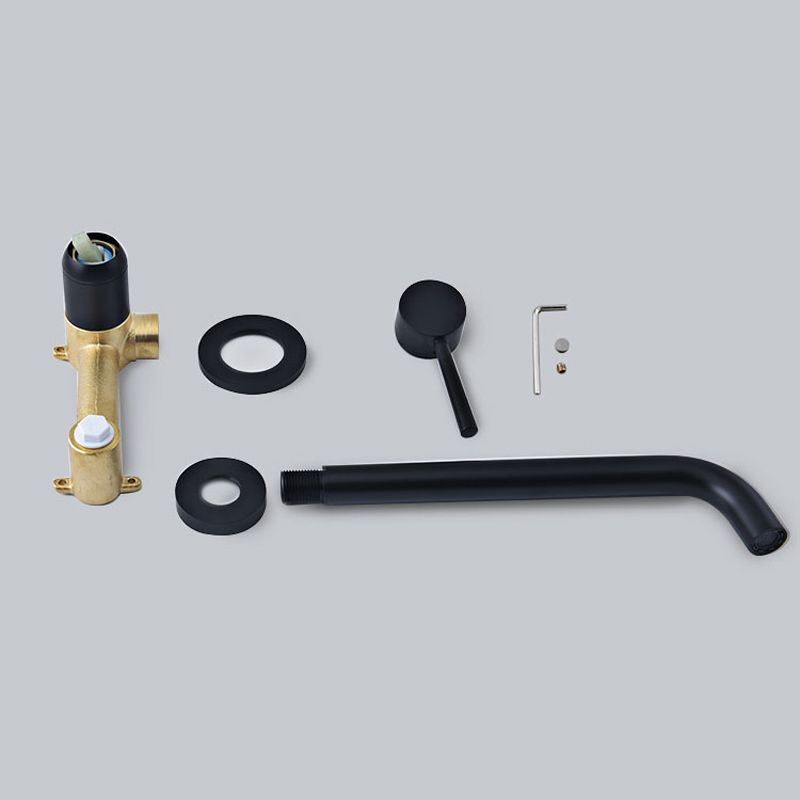 Industrial Wall Mounted Bathroom Faucet Lever Handles Solid Brass Circular Faucet