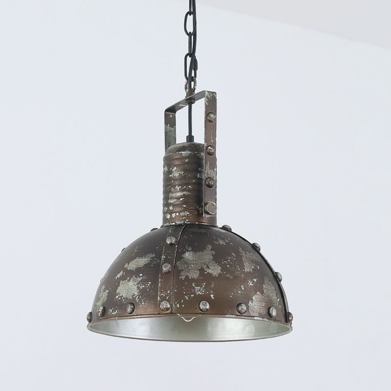 Schoorsteenrestaurant Down Lighting Loft Style Metallic 1 Light Rust Hangende plafondlamp