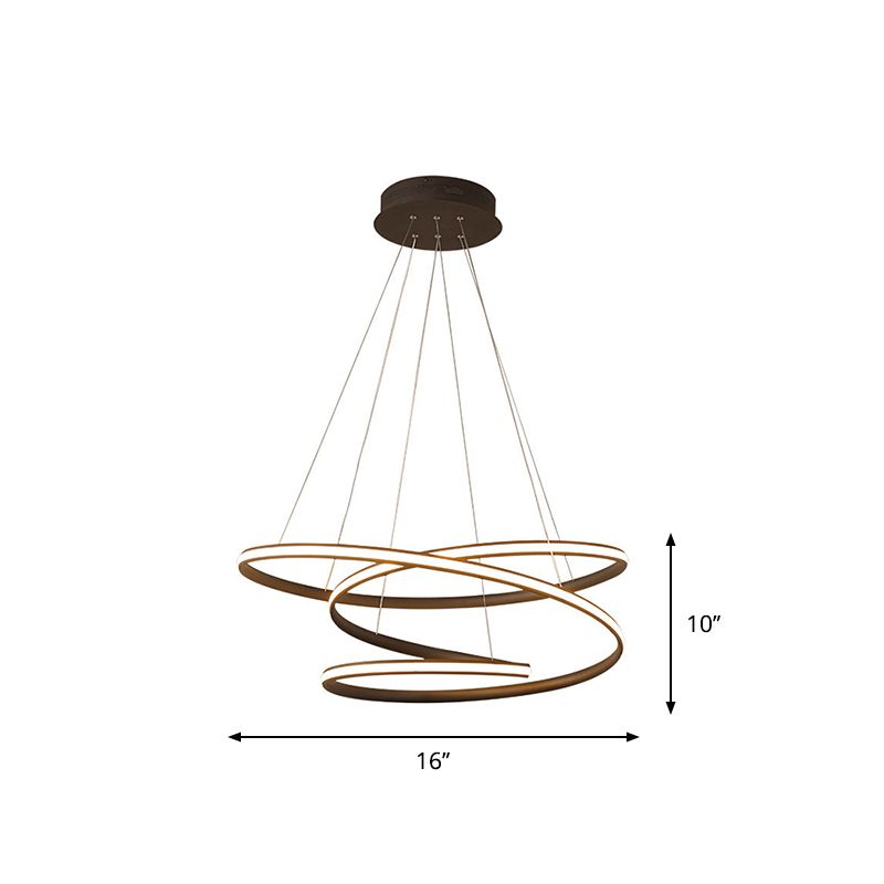 Acrylic Spiral Chandelier Light Simplicity 16"/23.5"/39" Wide LED Coffee Pendant Light Fixture for Living Room