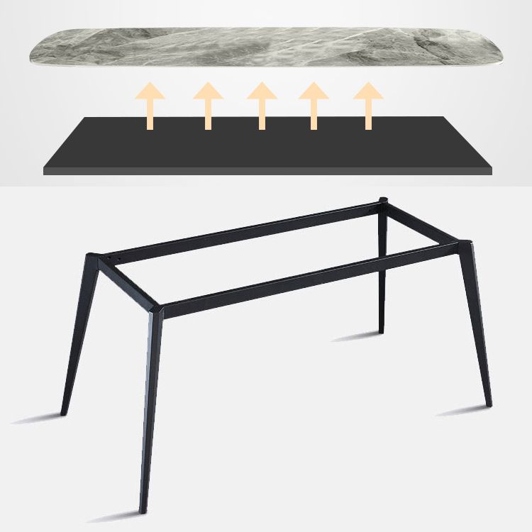 Tavolo da rettangolo di pietra sinterizzato in stile contemporaneo con 4 gambe