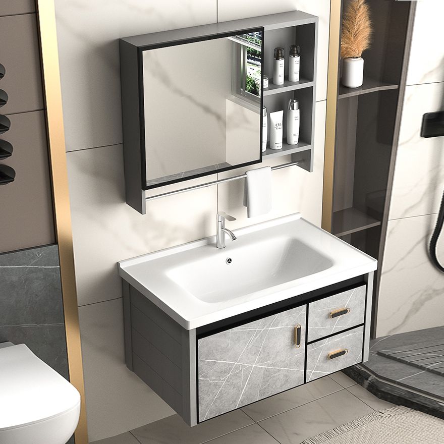 Modern Metal Sink Vanity Wood Wall Mount Faucet Included Bathroom Vanity