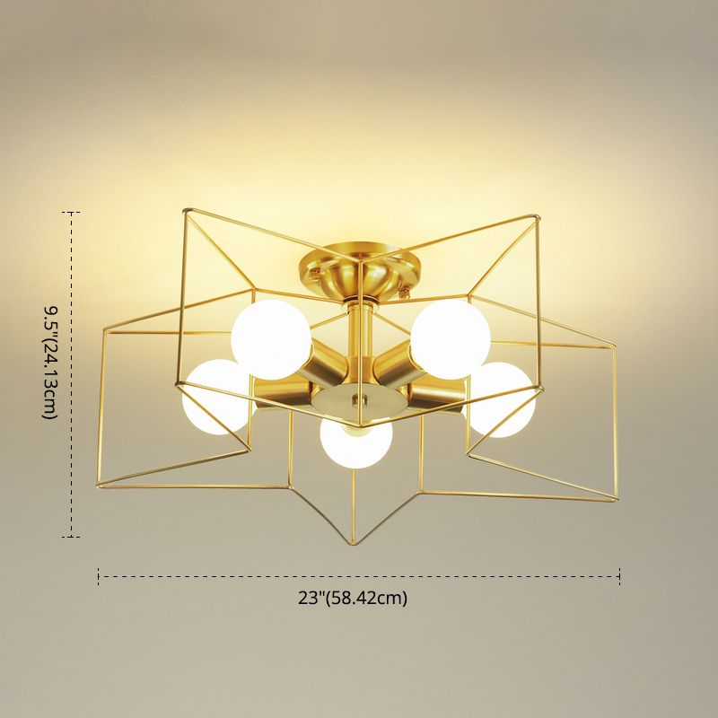 Industrial Star Semi Flush Mount Ceiling Fixture Metal Semi Flush Ceiling Lights for Bedroom