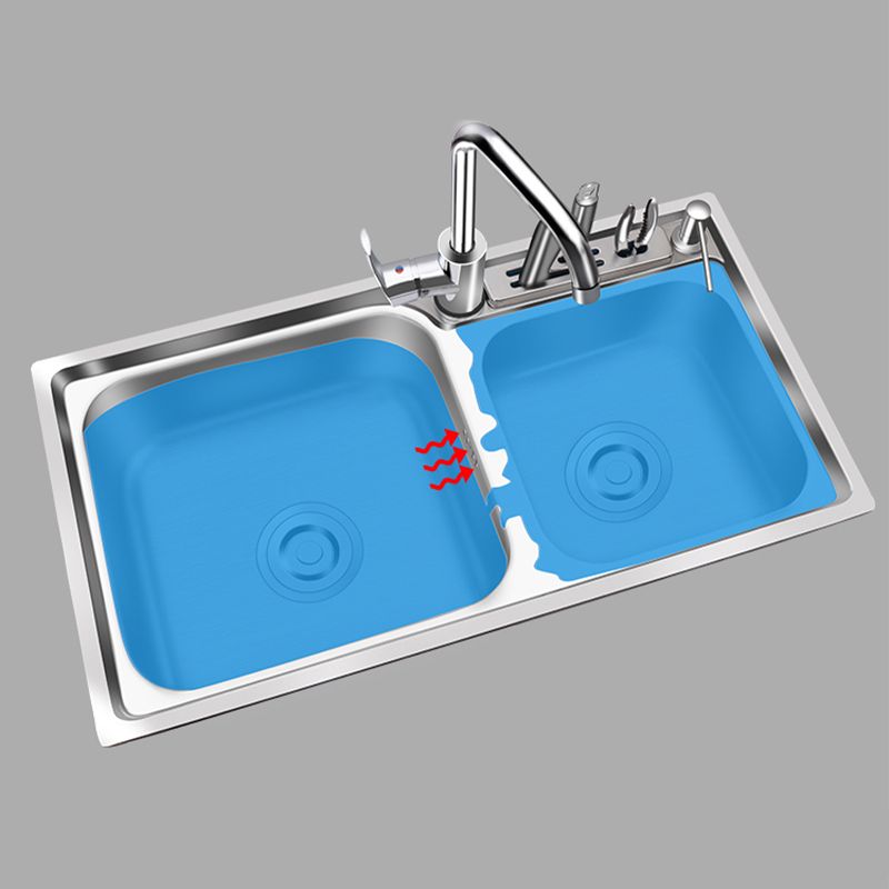 Modern Style Kitchen Sink Stainless Steel 2 Holes Drop-In Kitchen Sink