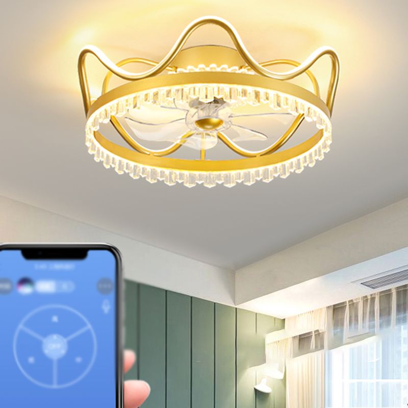 Kids Style Crown Shape Ceiling Fan Lights Metal 2 Light LED Flush Lights