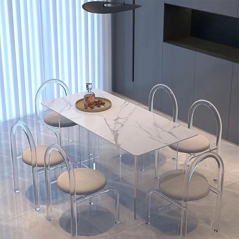 Modern 1/7 Pieces Dining Set Rectangle Acrylic Dining Table for Kitchen