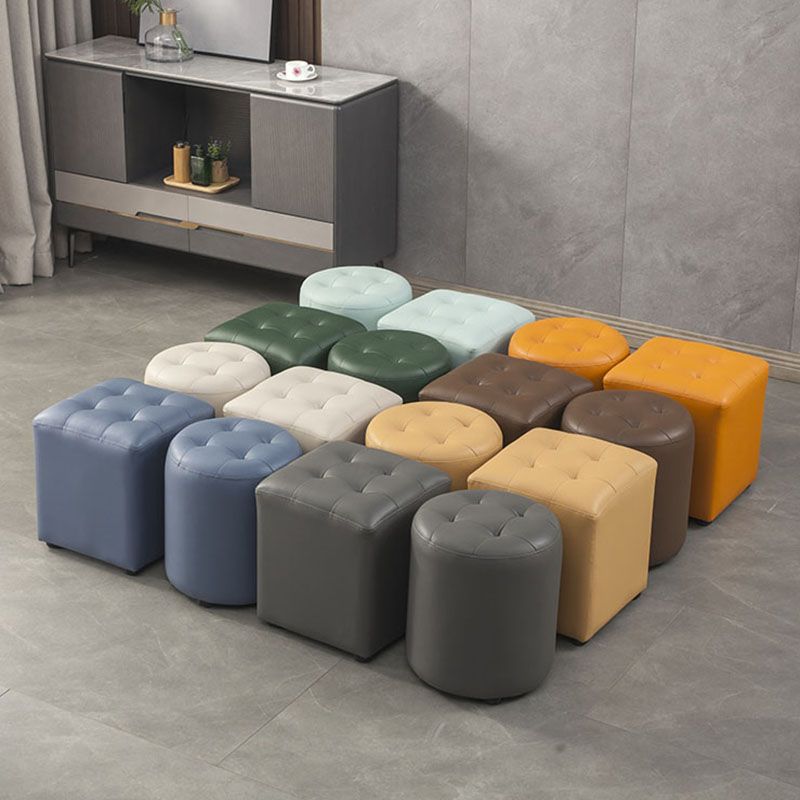 Modern Orange Pouf Water Resistant Round Pouf for Living Room