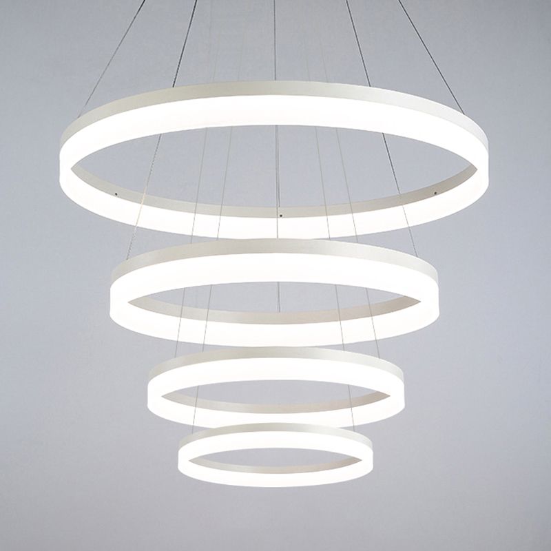 Minimalist Loop Acrylic Drop Pendant LED 4/5 Lights Ceiling Chandelier Lighting Fixture in Warm/White Light