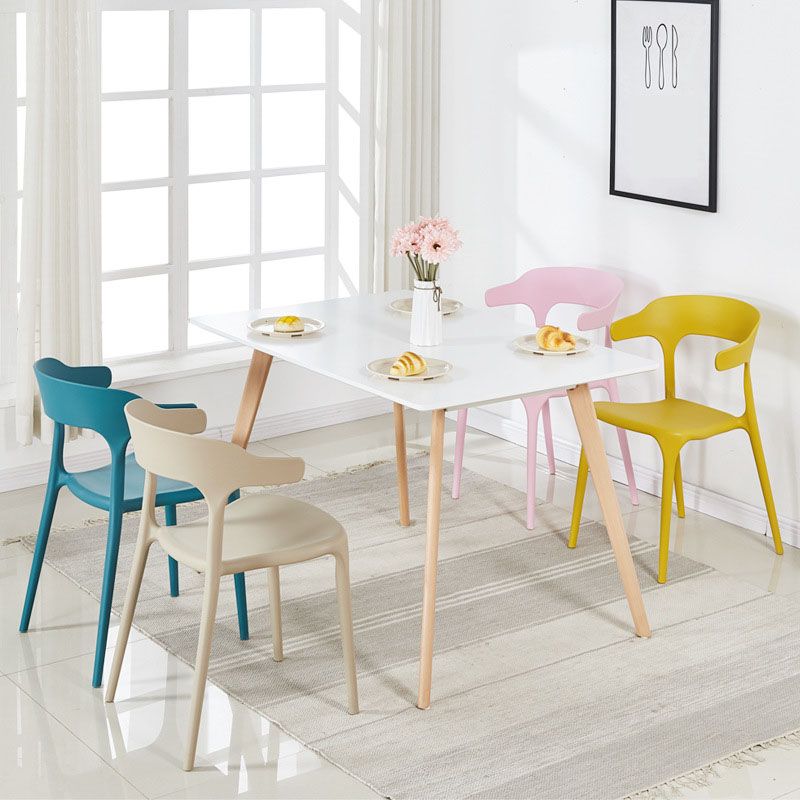 Contemporary Style Stackable Chairs Dining Armless Chairs with Plastic Legs for Kitchen