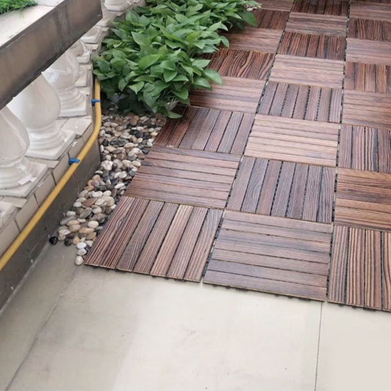 Farmhouse Square Tile Flooring Brown Pine Wood for Patio Garden