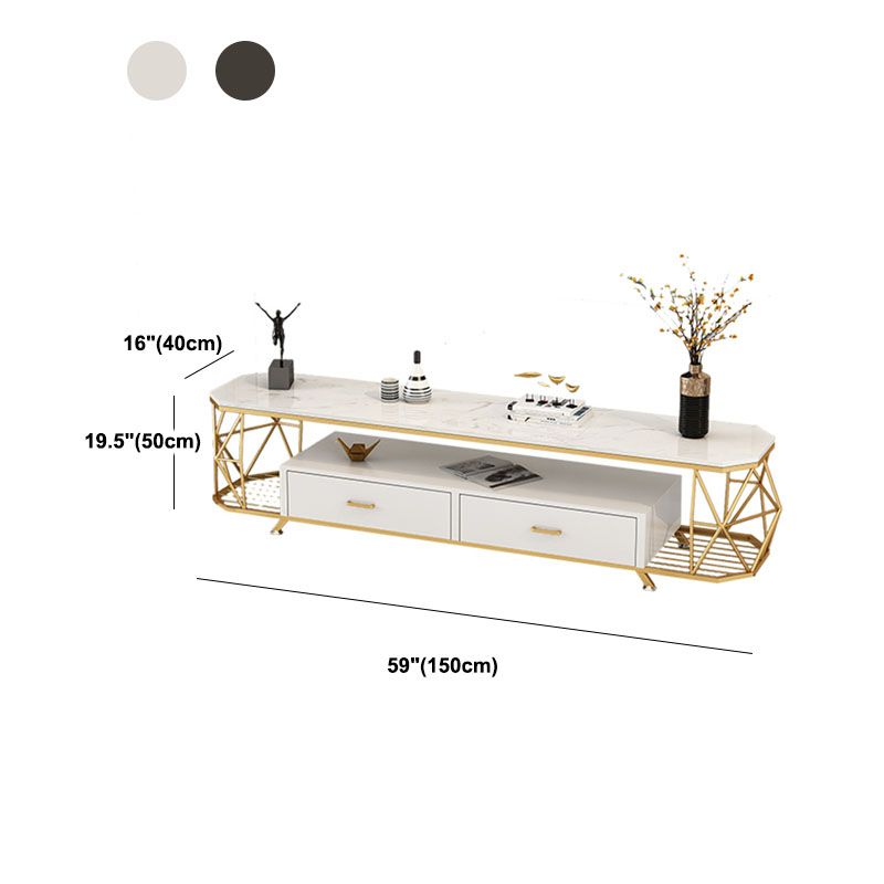 Glam Style TV Stand 4 Tier Enclosed Storage TV Console with 2 Drawers