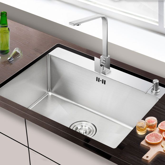 Drop-In Kitchen Sink with 2 Holes Stainless Steel Single Bowl Sink