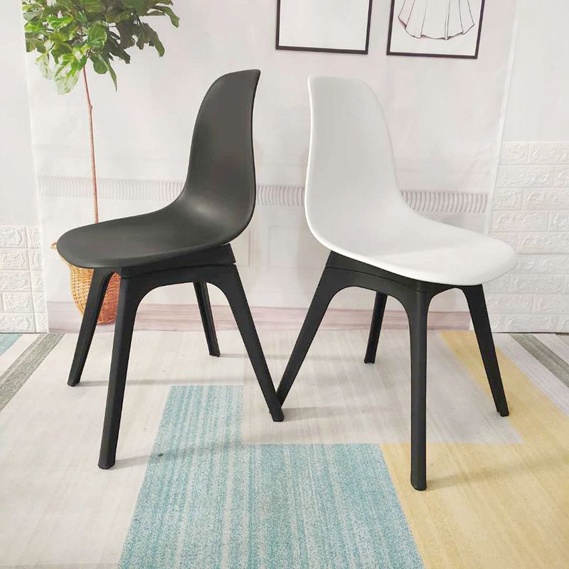 Contemporary Plastic Side Chair Kitchen Solid Back Dining Room Chair Set