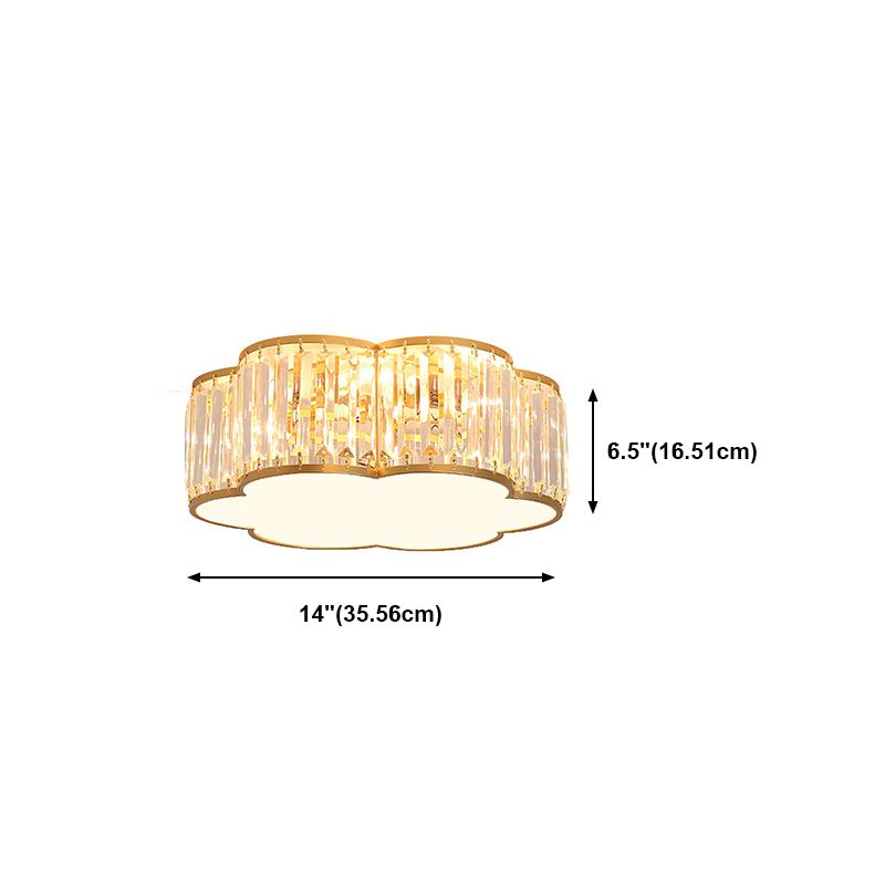 Contemporary Flush Light Fixture Crystal Flush Mount Ceiling Fixture in Gold