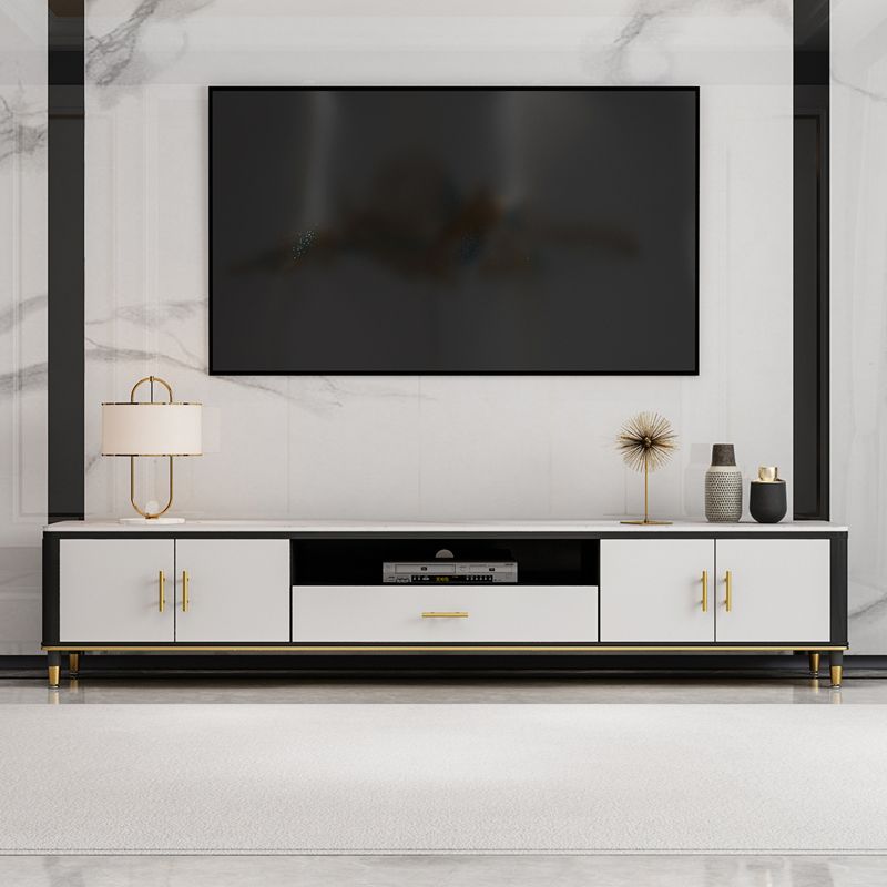 17.72"H TV Stand Glam Style White TV Console with 1 Drawer for Living Room