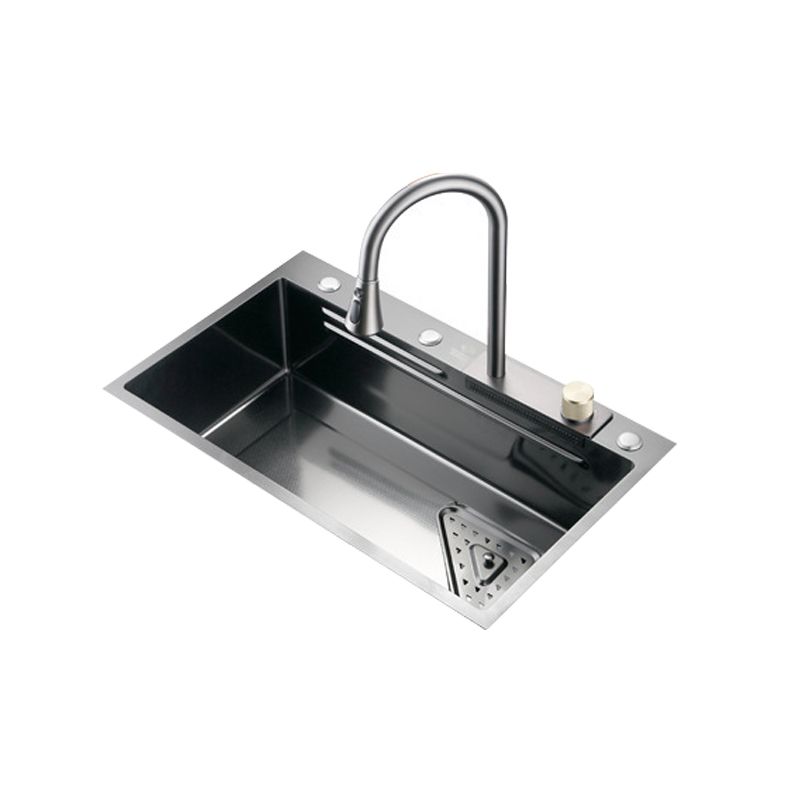 Contemporary Stainless Steel Undermount Kitchen Sink Single Bowl Kitchen Bar Sink