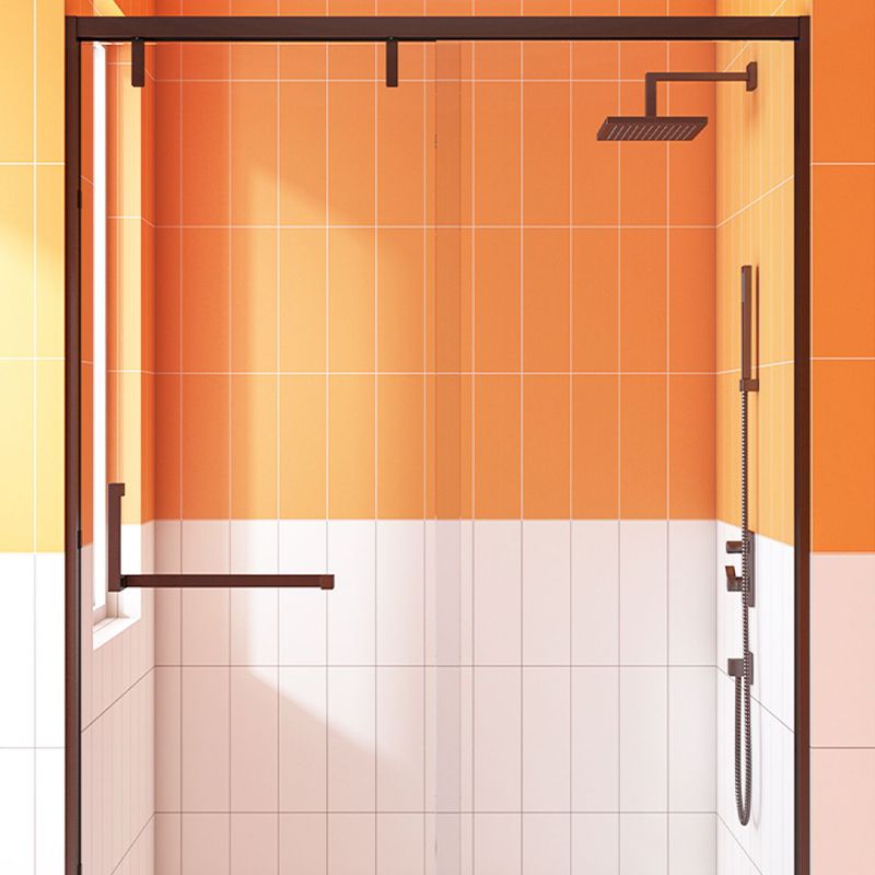 Narrow Edge Semi Frameless Shower Door Tempered Glass Single Sliding Shower Door