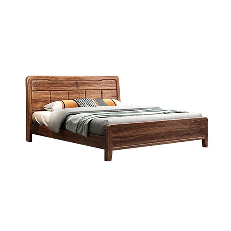 Mid-Century Modern Standard Bed Espresso Bed Frame With Custom Gold Legs