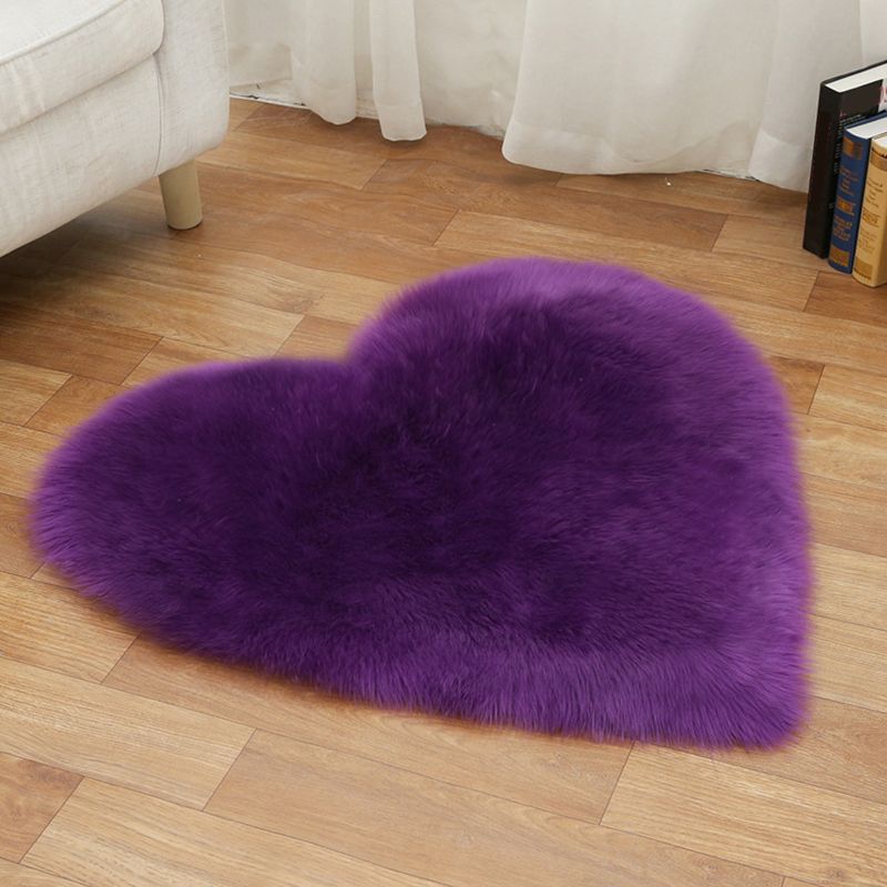 Loving Heart Shaped Plain Rug Multi-Color Comfort Rug Synthetic Wool Stain Resistant Non-Slip Pet Friendly Carpet for Girls Room