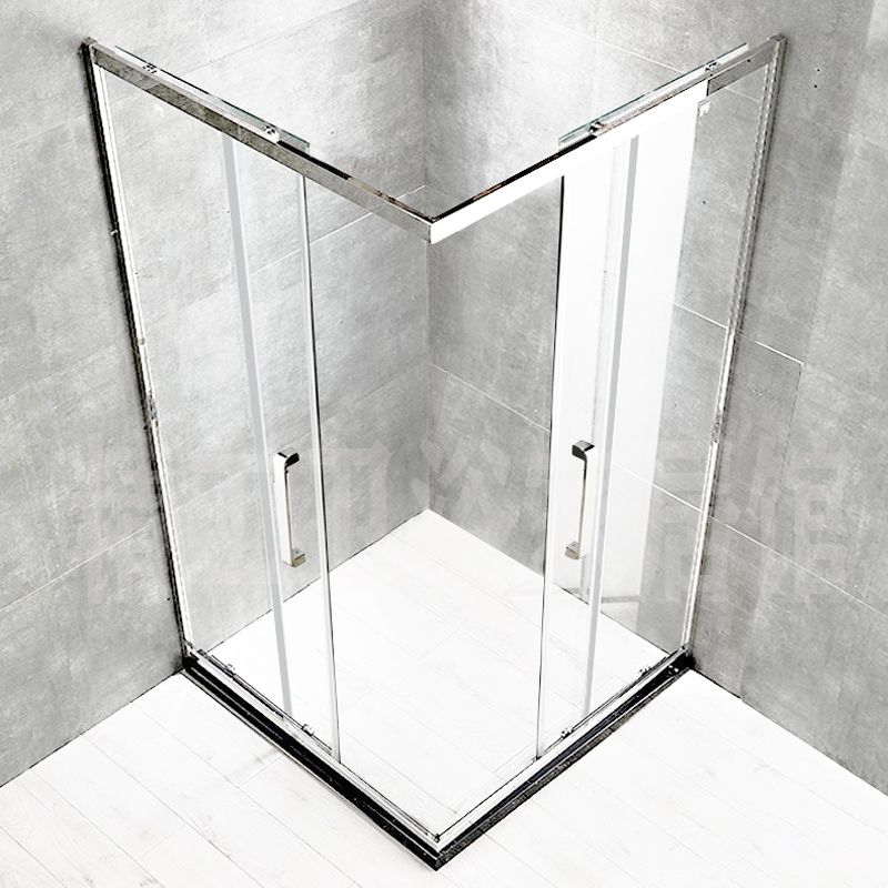 Framed Tempered Glass Shower Kit Corner Double Sliding Shower Kit