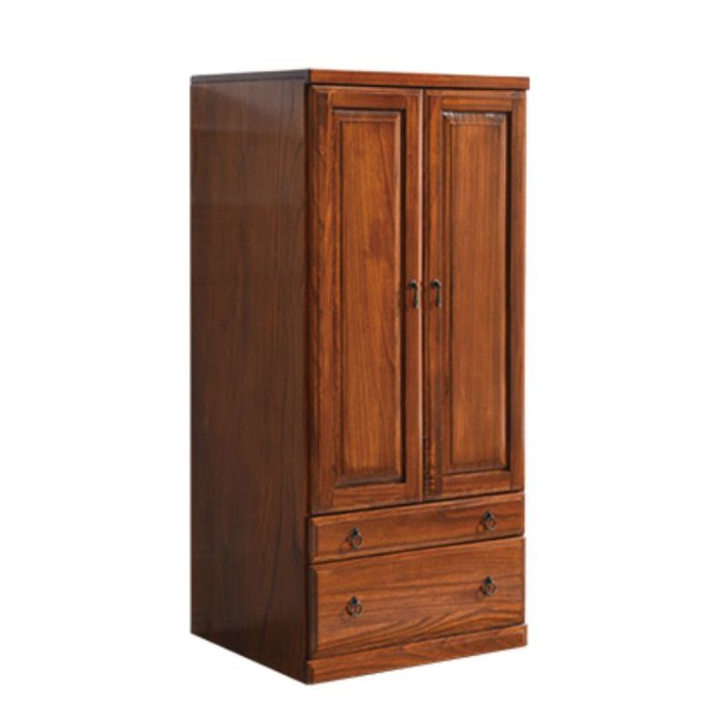 Solid Wood Kid's Wardrobe 2-door Wardrobe Closet with Lower Storage Drawers