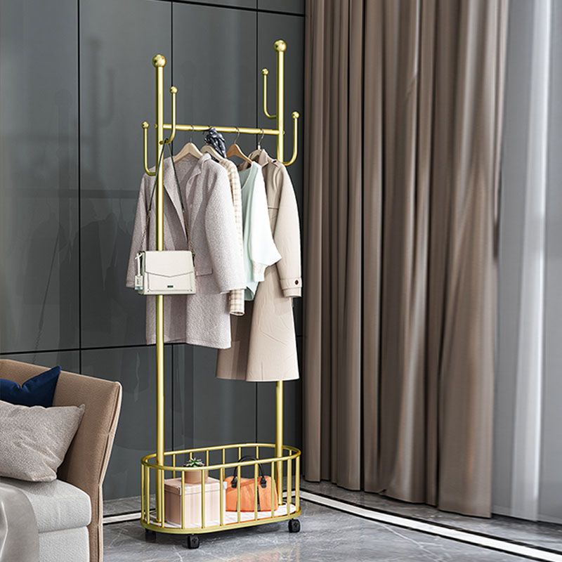 Contemporary Hall Stand Metal Hooks Shelving Included Free Standing Coat Rack