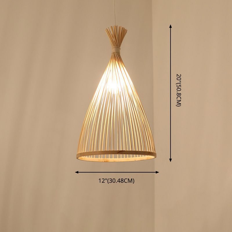 Lampada conica a ciondolo di lampada cinese Minimalista Bamboo 1 Ciondolo a sospensione del ristorante leggero