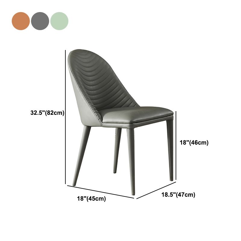 Contemporary Faux Leather Dining Side Chairs Metal Armless Dining Chair for Restaurant Use