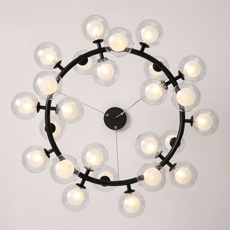 Ultra-modern Globe-Shaped Hanging Chandelier Glass Suspension Lighting with Hanging Cord for Living Room