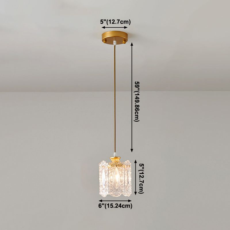 1-Licht-Drum-Schattenhängelampe, zeitgenössisches geripptes Glas hängendes Licht