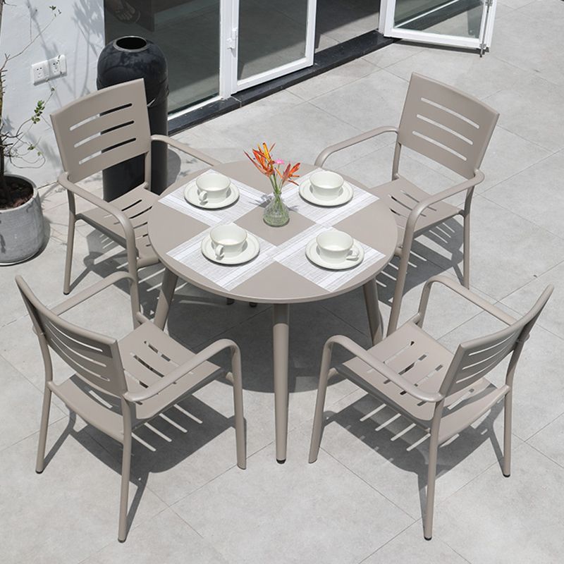 Modern Patio Dining Side Chair Aluminum Outdoor Bistro Chairs with Arm