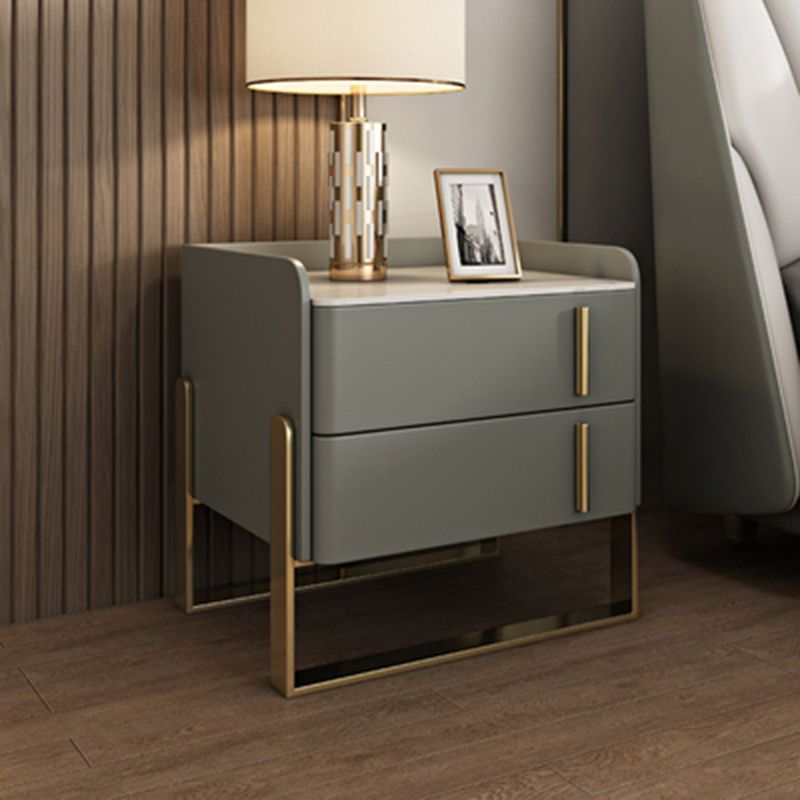 Modern Stone Top Night Stand 19.68" Tall 2 - Drawer Nightstand