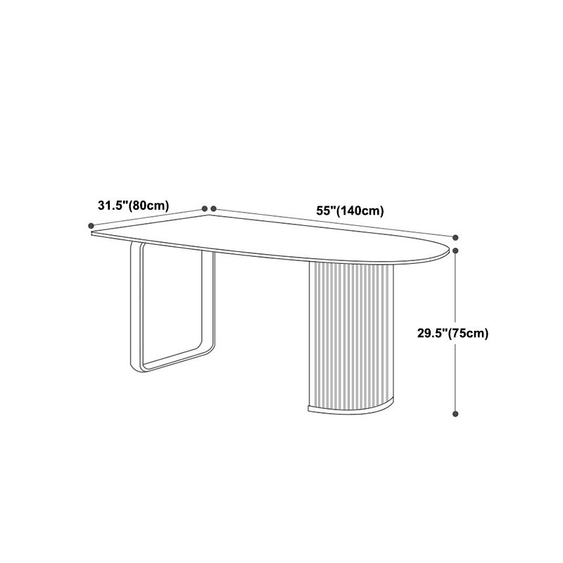 Sintered Stone Dining Table Traditional Luxury Table with Metal Base for Kitchen