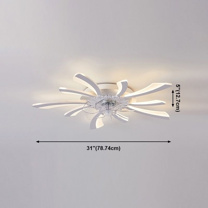 Nordic Metal Ceiling Fan Lamp Multi-Head Flush Mount Light Fixture with ABS Fan Blade