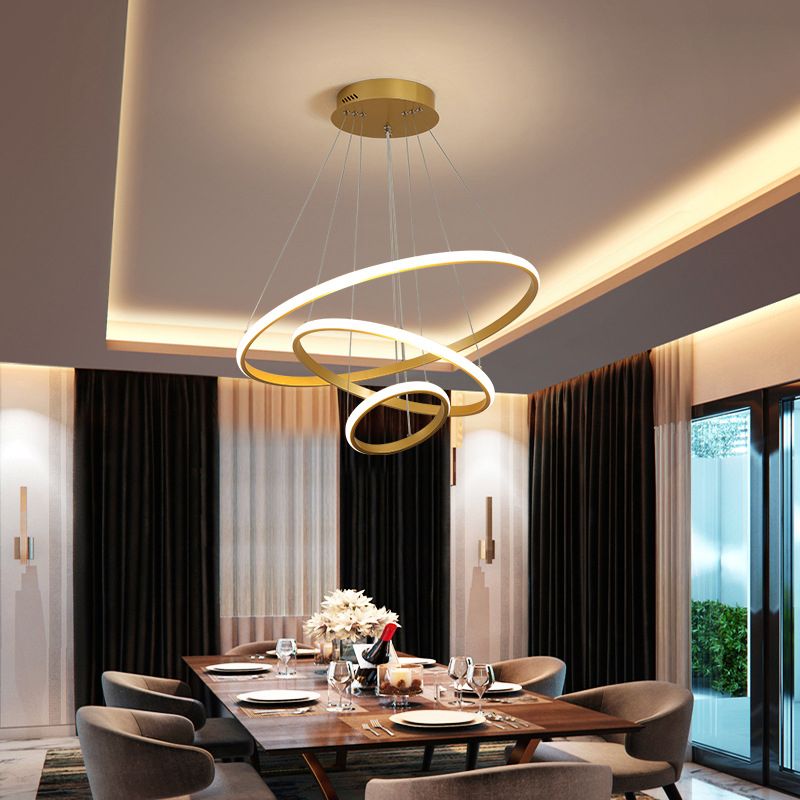 Modern Style Linear Shape Hanging Chandelier Metal Multi Light Hanging Lamp for Restaurant