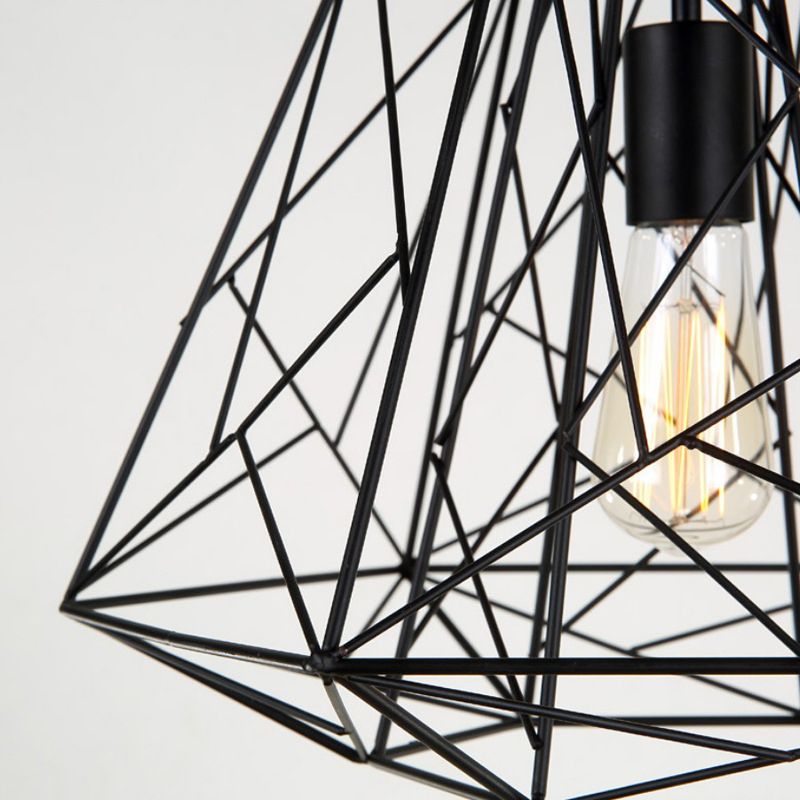 Lampada a sospensione geometrica di ristorante in metallo industriale Black Black Assiction Light