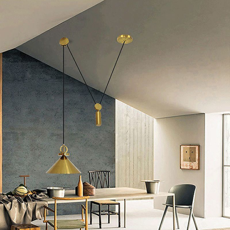 Metal Flared Suspension Pendant Light Modern Gold Down Lighting for Dinning Room