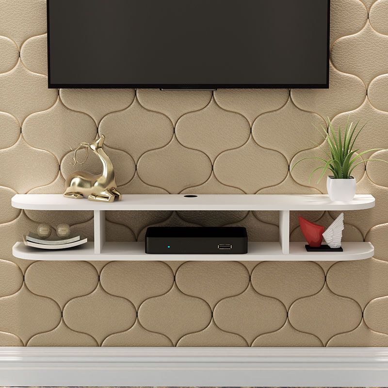 Contemporary TV Media Stand Wall-mounted Wood TV Console with Open Shelving