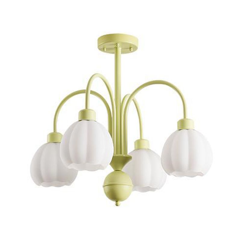 Glass Ceiling Lamp Creative Green Flush Mount Light Fixture for Bedroom