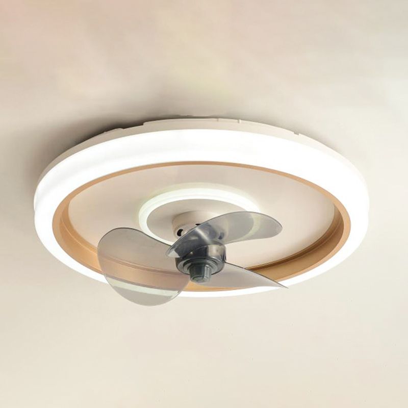 Round Shape Metal Ceiling Fan Modern Style 2 Lights Ceiling Fan Lamp