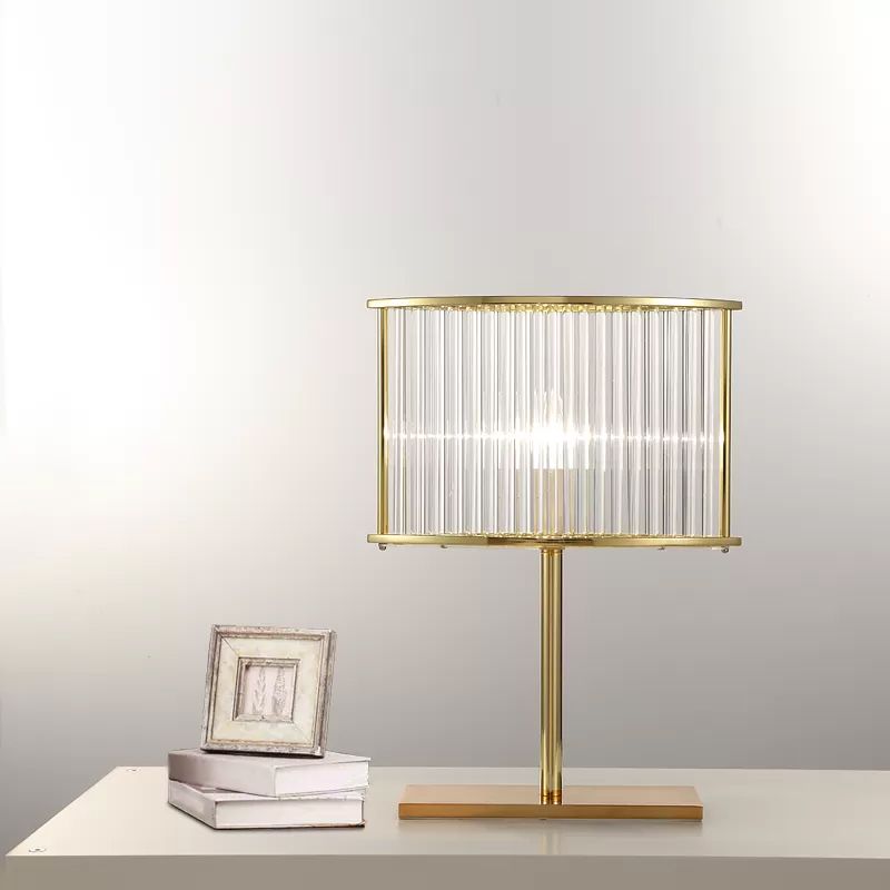 1 Head Oval Nightstand Lamp Contemporary Clear Crystal Bar Desk Light in Gold