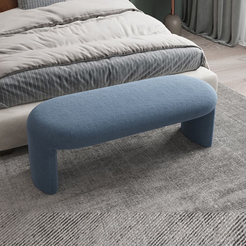 Modern Foam Bench with Legs Rectangle Solid Color Wool Bench