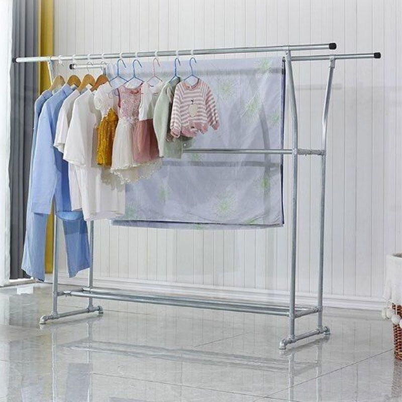 Modern Hall Stand Metal Framed with 3 Hanging Rails and Storage Shelving Entryway Kit