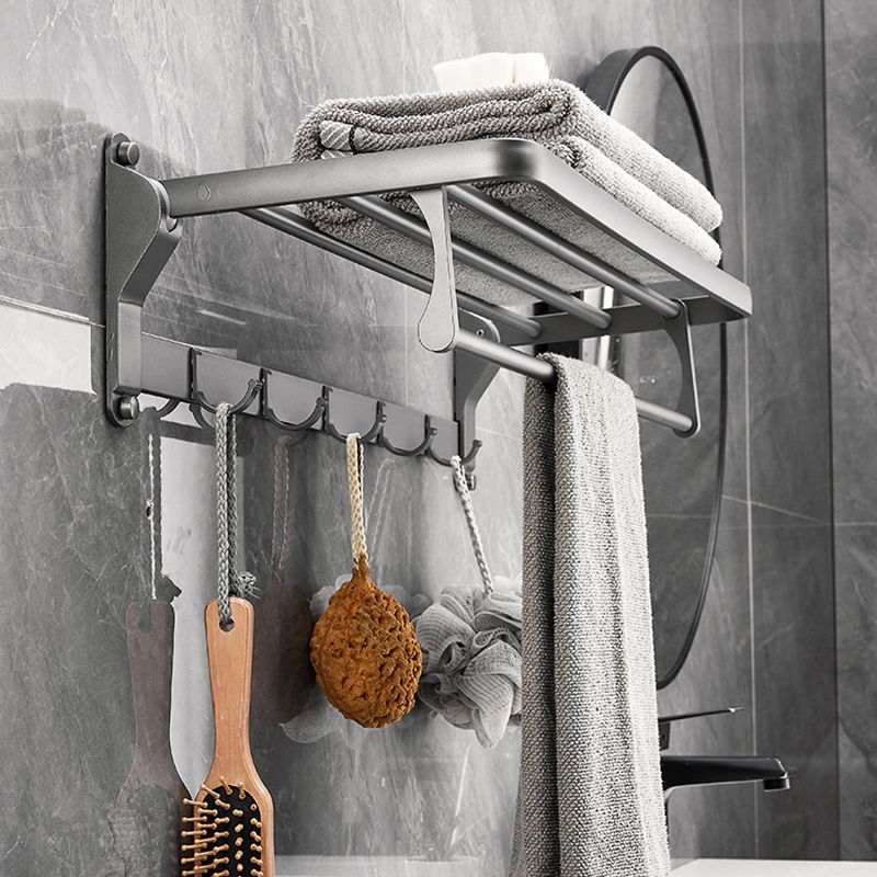 Gray 6/7-Piece Modern Bathroom Accessory Set Bath Shelf/Robe Hooks/Towel Bar Included