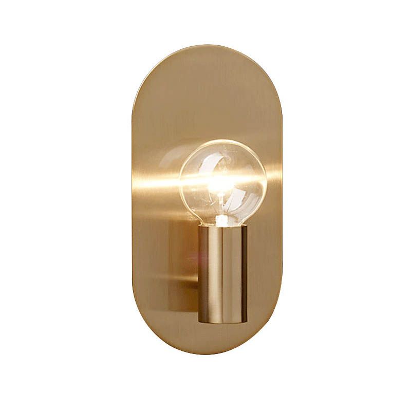 1 Bulb Bedroom Sconce Light Contemporary Gold Wall Mounted Lighting with Bare Bulb Metal Shade