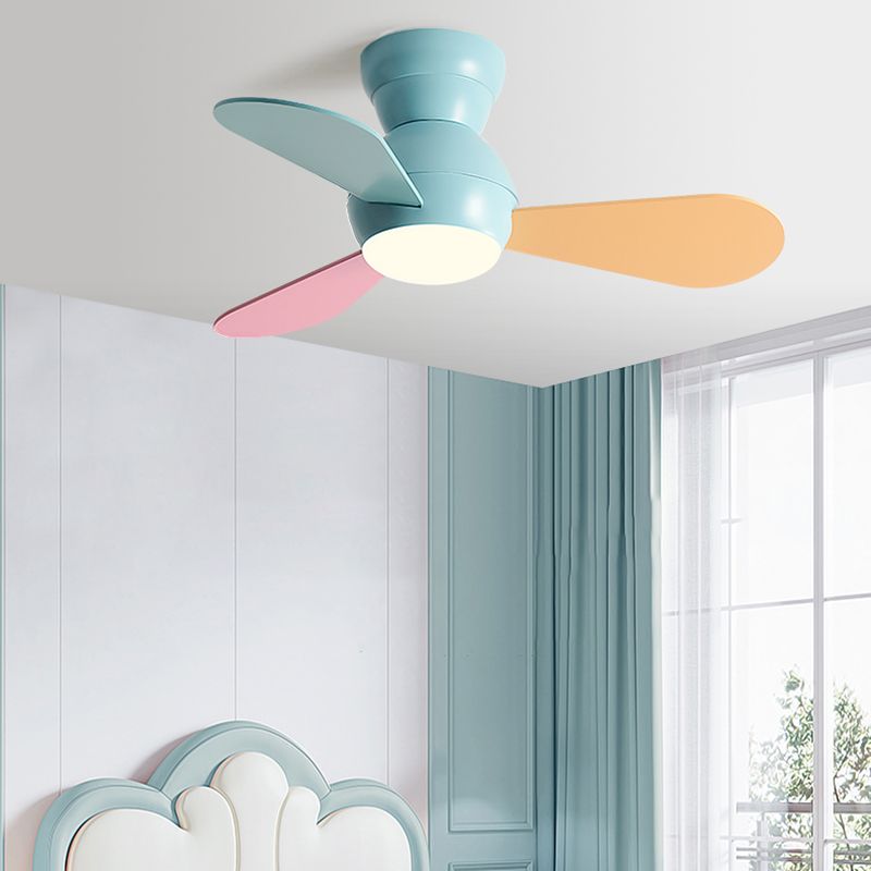 Kids Style Spherical LED Fan Light Frequency Conversion Bedroom Semi Flush Ceiling Light