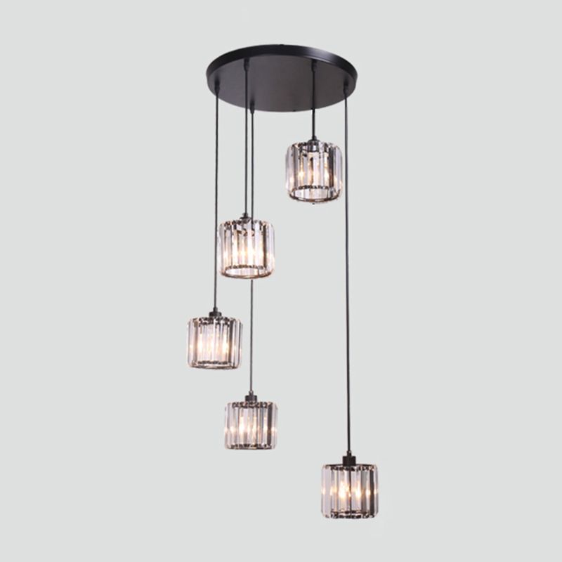 Geometrical Shade Staircase Suspension Light Glass Contemporary Multi Light Pendant