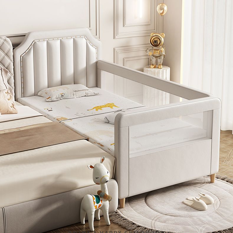 Wood Frame Nursery Bed White Baby Crib with Guardrail and Mattress